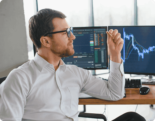 Immediate Growth crypto trading analyst holding bitcoin